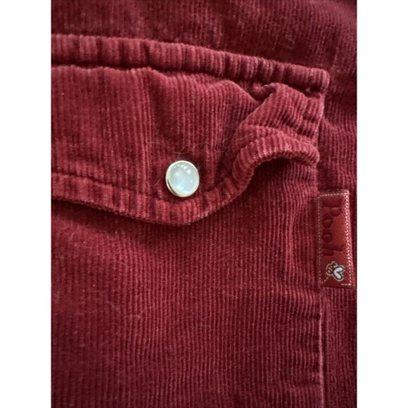 Vintage Disney Winnie The Pooh Corduroy Pearl Snap Button Shirt Red Embroidered - Picture 2 of 8